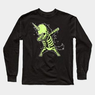 Dabbing Unicorn Skeleton Shirt Dab Hip Hop X-Ray Glow Effect Long Sleeve T-Shirt